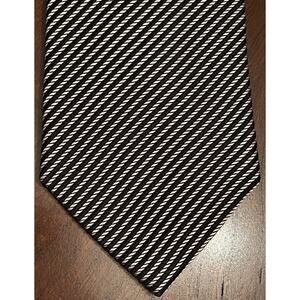 Oscar An Oscar De La Renta Company Black Gray Hand Made 100% Silk Men’s Neck Tie